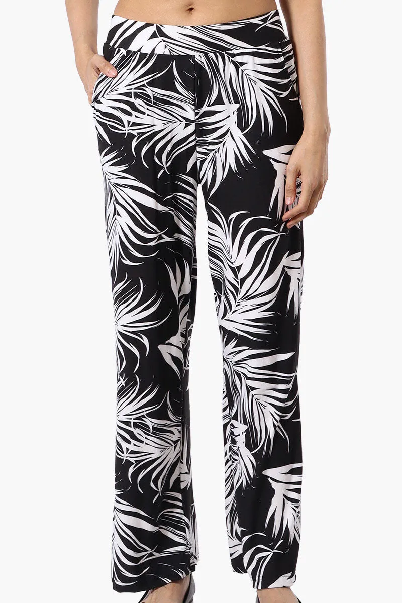 Beechers Brook Leaf Print Wide leg Pants - Black sold by Fairweather