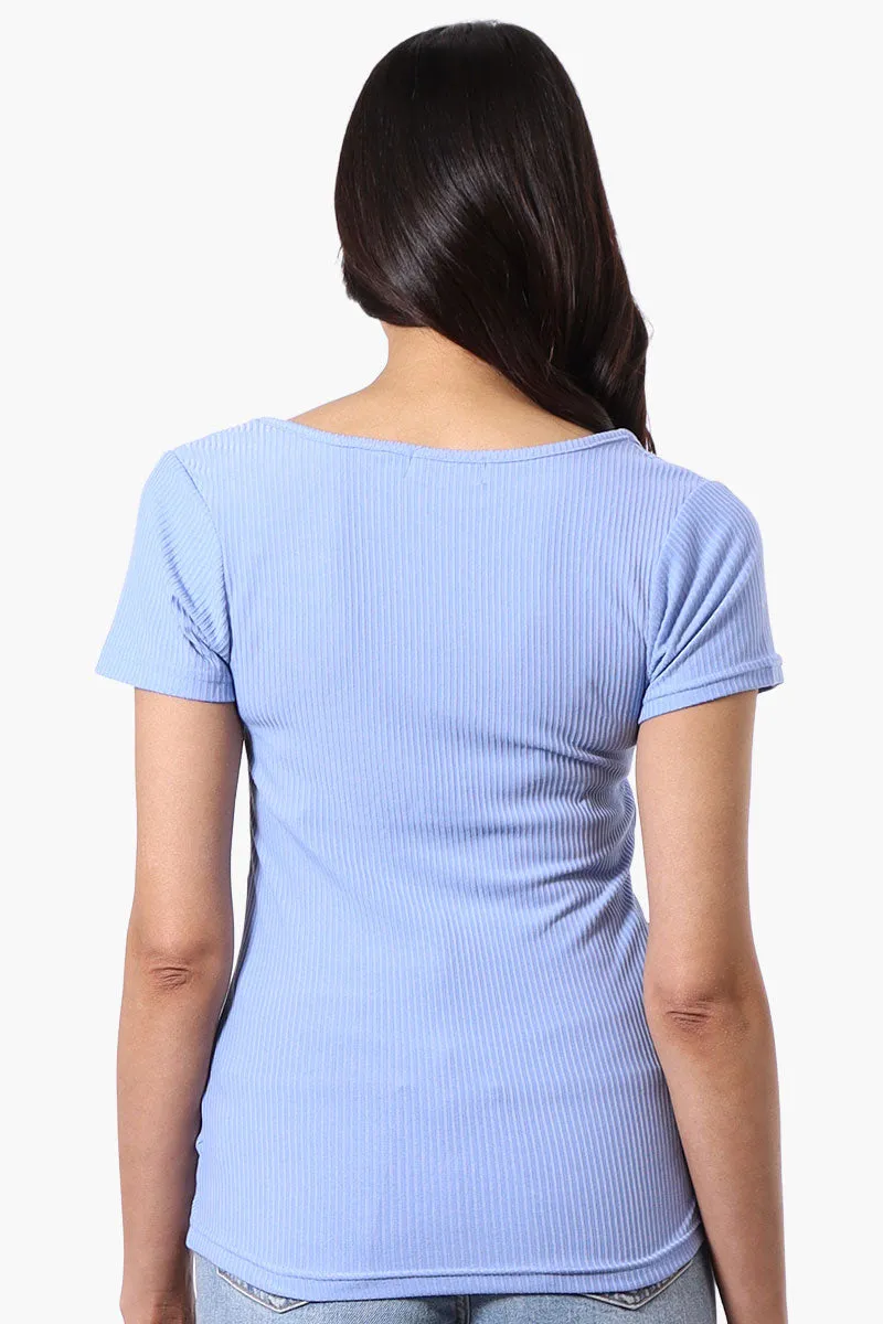 Costa Blanca Ribbed Square Neck Henley Tee - Blue sold by Fairweather product image thumbnail 3
