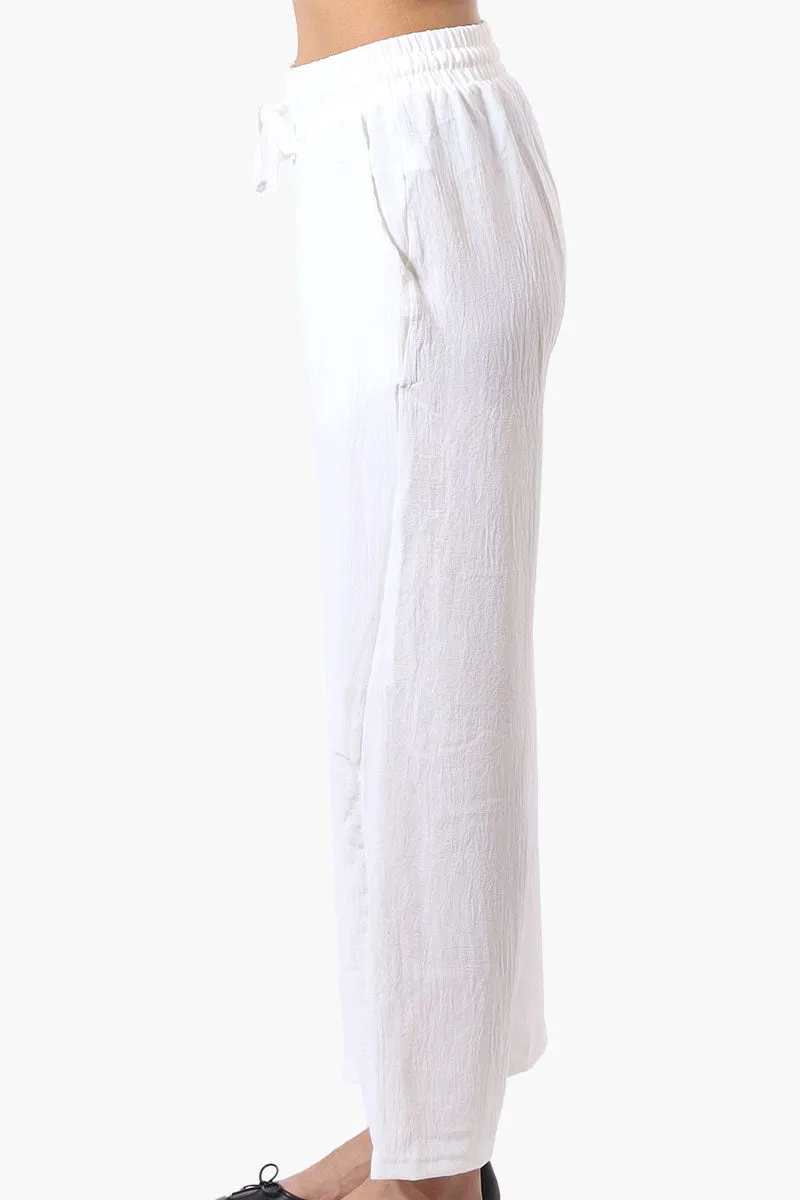Stylexchange Tie Waist Wide Leg Crinkled Pants - White sold by Fairweather product image thumbnail 2