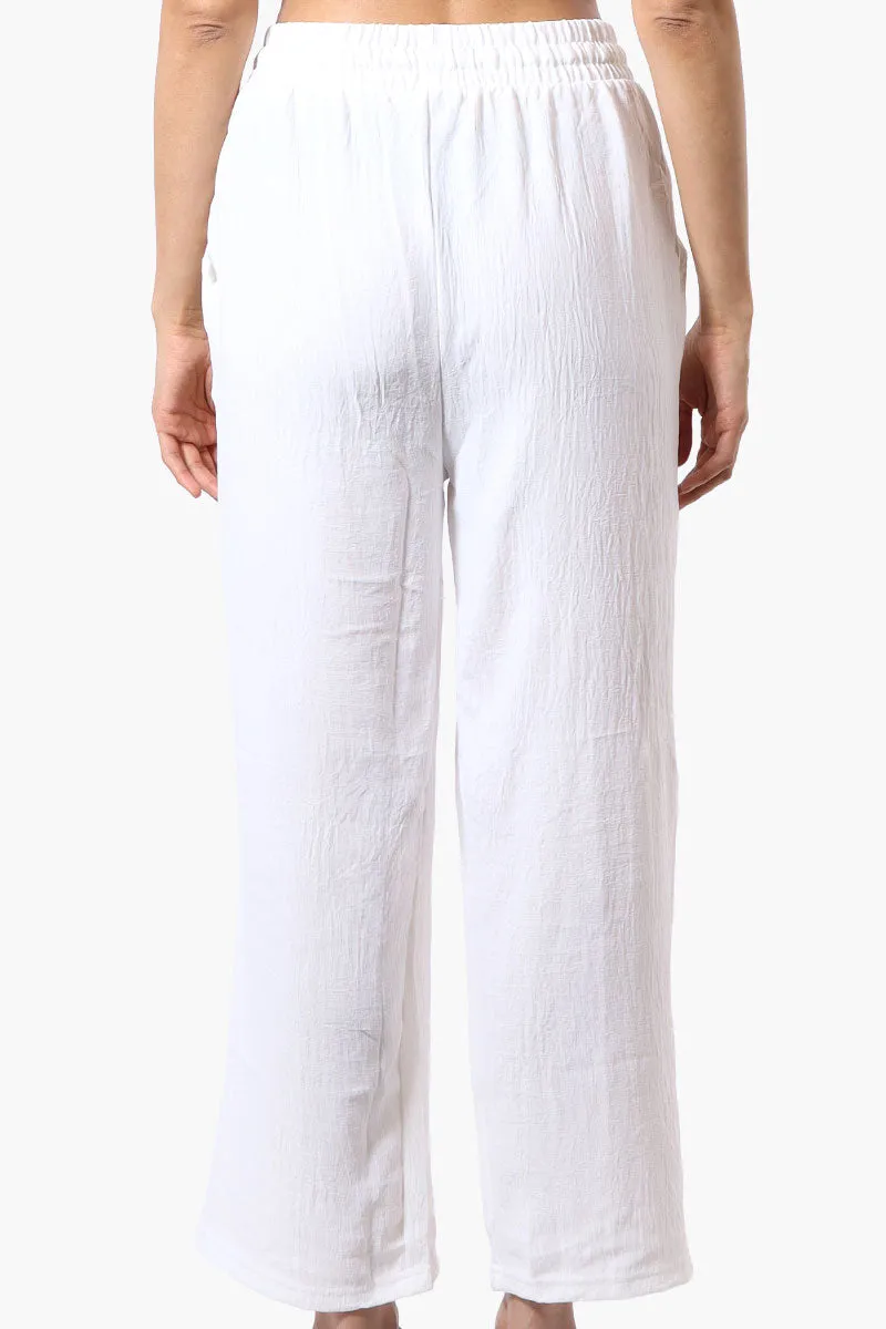 Stylexchange Tie Waist Wide Leg Crinkled Pants - White sold by Fairweather product image thumbnail 3
