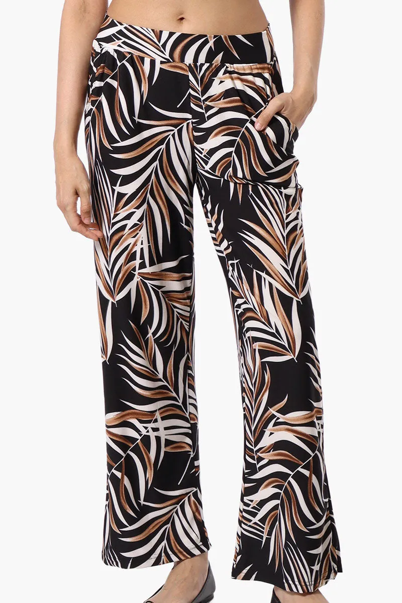 Beechers Brook Leaf Print Wide leg Pants - Black sold by Fairweather