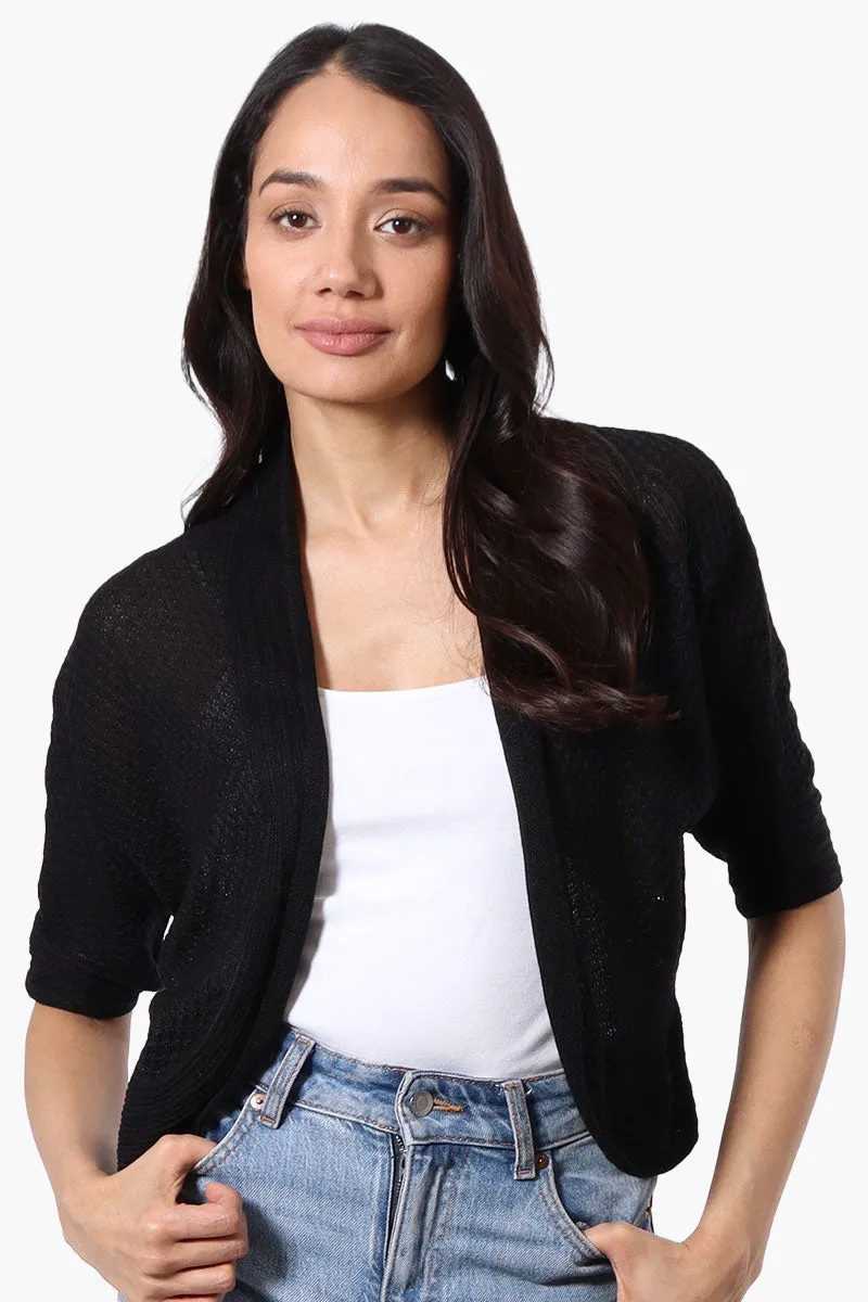 Beechers Brook 3/4 Sleeve Open Shrug Cardigan - Black sold by Fairweather