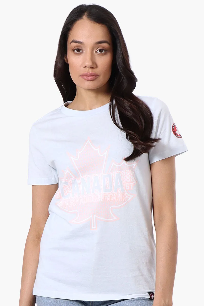 Canada Weather Gear Maple Leaf Print Tee - Aqua sold by Fairweather