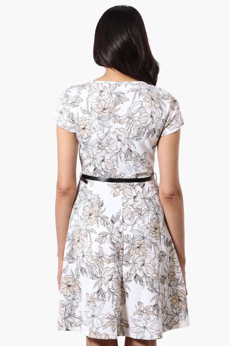 Runaway Bay Floral Belted Skater Day Dress - White sold by Fairweather product image thumbnail 3
