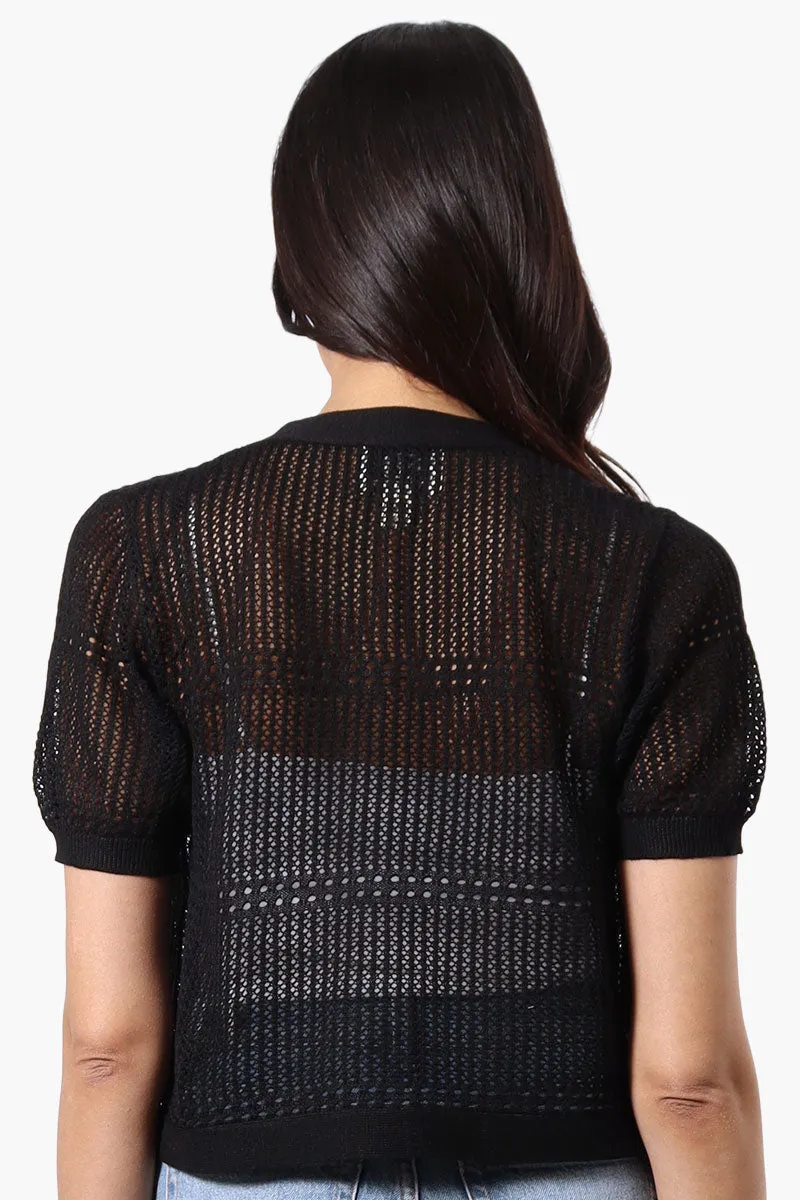 Beechers Brook Open Crochet Shrug Cardigan - Black sold by Fairweather product image thumbnail 3
