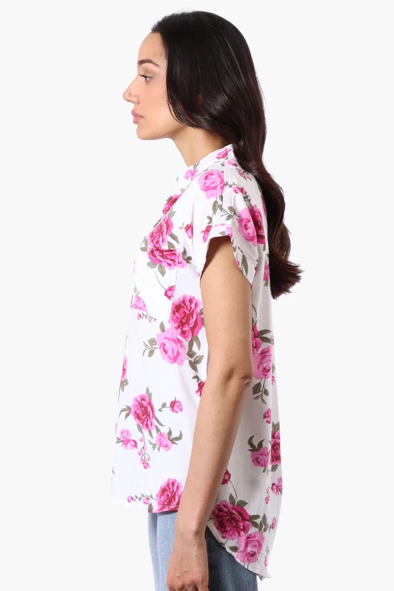 Majora Floral Camp Collar Button Up Shirt - White sold by Fairweather product image thumbnail 2