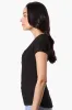 Costa Blanca Ribbed Square Neck Henley Tee - Black sold by Fairweather
