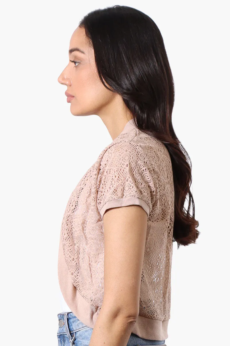 Impress Open Lace Shrug Cardigan - Beige sold by Fairweather product image thumbnail 2