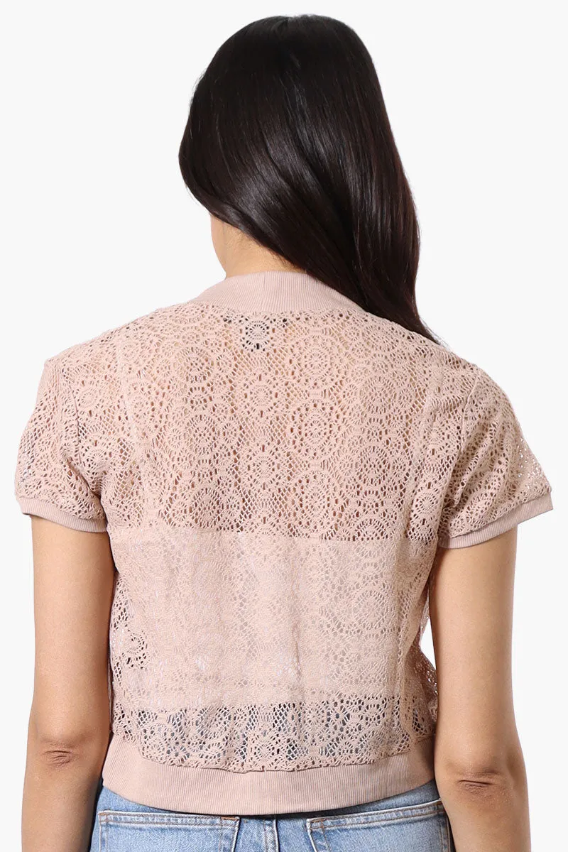 Impress Open Lace Shrug Cardigan - Beige sold by Fairweather product image thumbnail 3