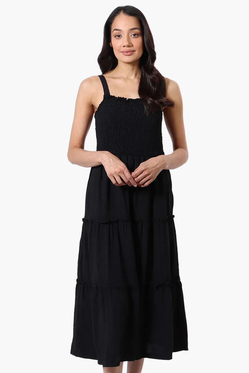 Urbanology Smocked Tiered Maxi Dress - Black sold by Fairweather
