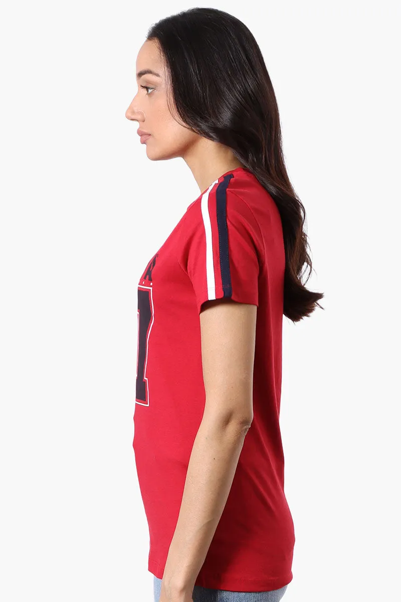 Canada Weather Gear 67 Print Stripe Detail Tee - Red sold by Fairweather product image thumbnail 2