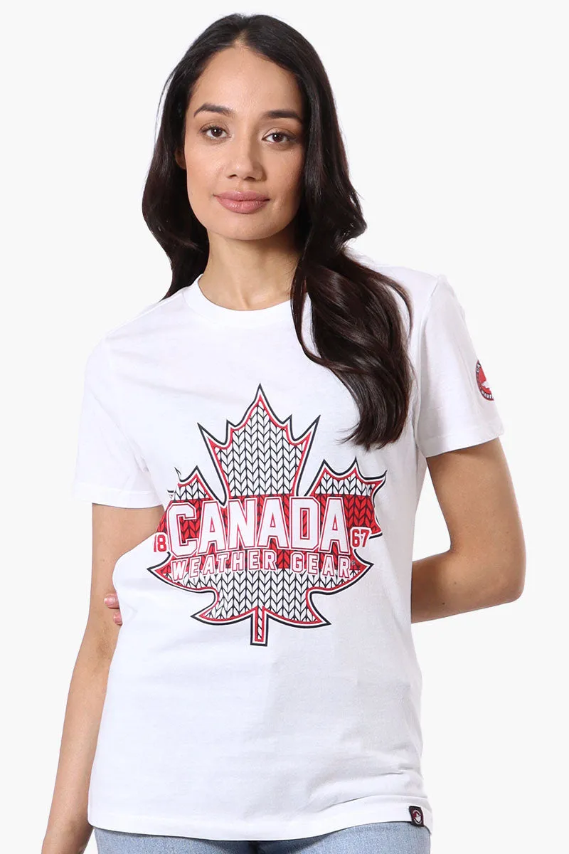 Canada Weather Gear Maple Leaf Print Tee - White sold by Fairweather