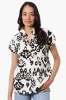 Majora Patterned Camp Collar Button Up Shirt - Cream sold by Fairweather