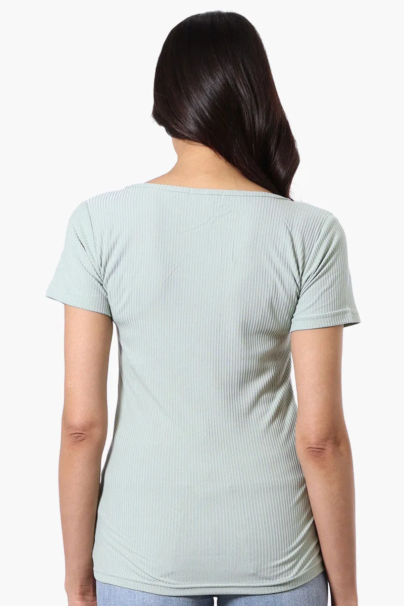 Costa Blanca Ribbed Square Neck Henley Tee - Mint sold by Fairweather product image thumbnail 3