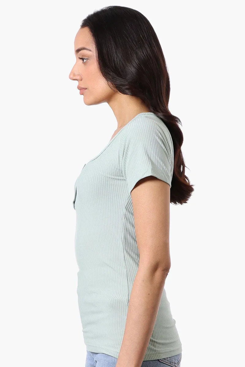 Costa Blanca Ribbed Square Neck Henley Tee - Mint sold by Fairweather product image thumbnail 2