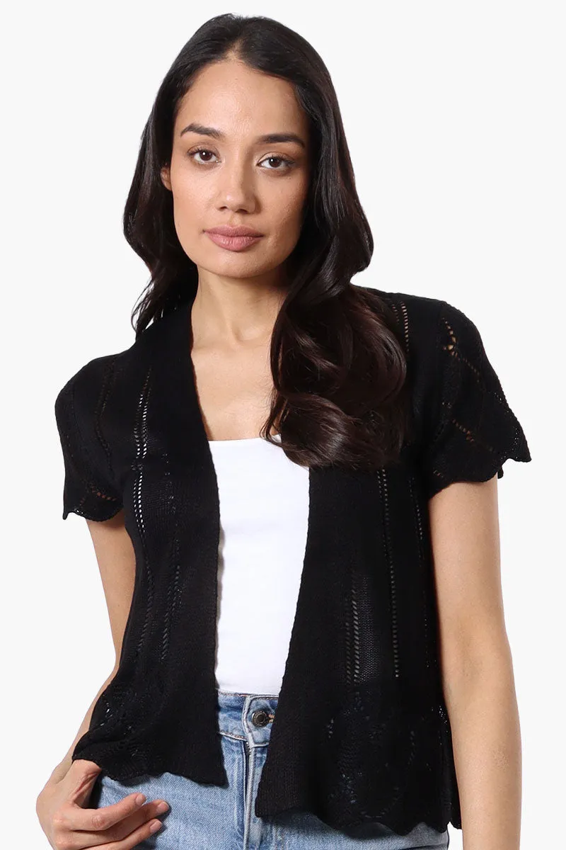 Beechers Brook Open Cap Sleeve Shrug Cardigan - Black sold by Fairweather