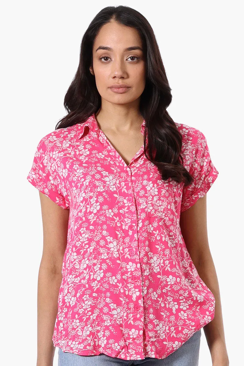 Majora Floral Camp Collar Button Up Shirt - Pink sold by Fairweather