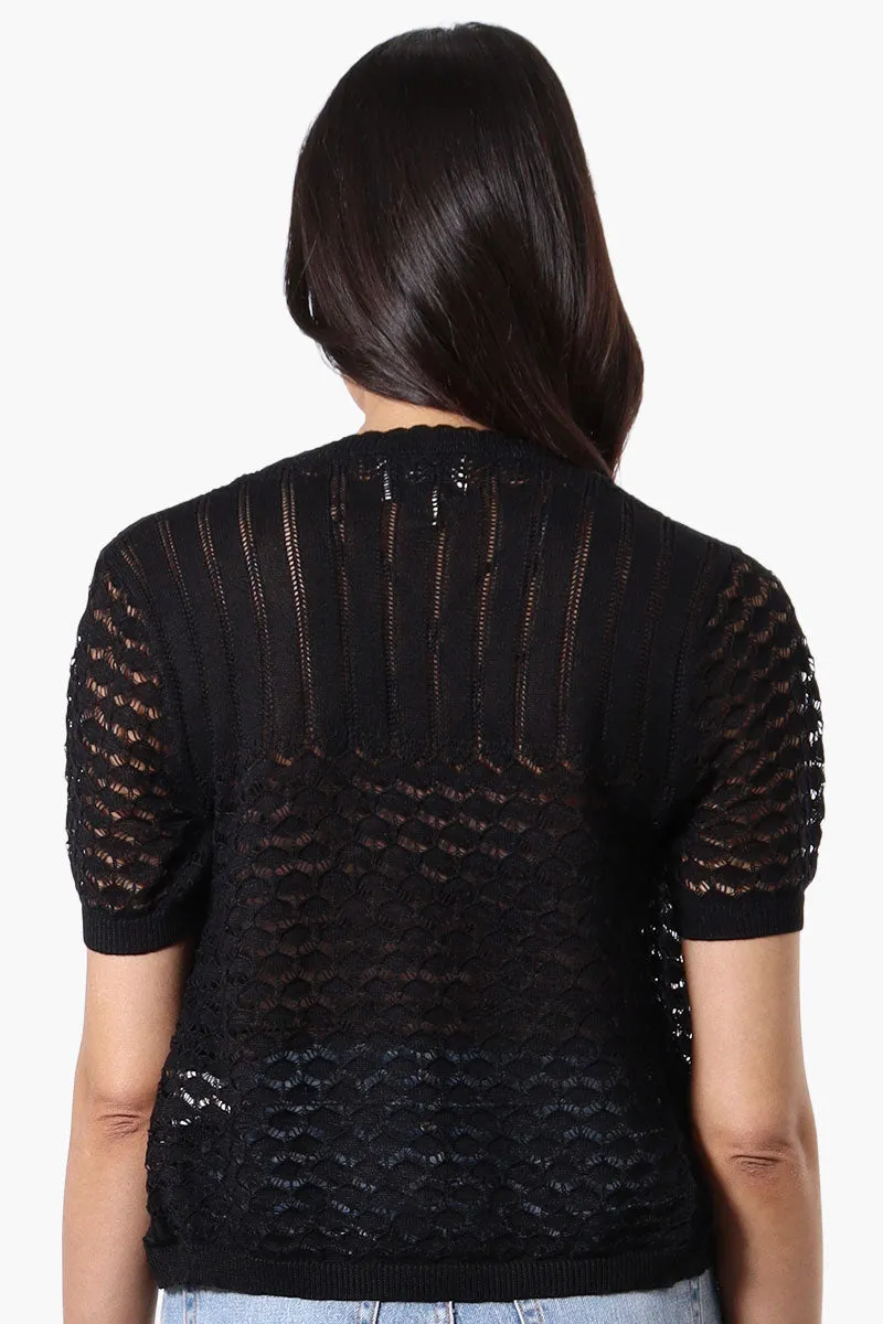 Beechers Brook Open Crochet Shrug Cardigan - Black sold by Fairweather product image thumbnail 3