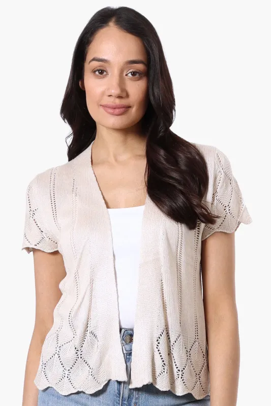 Beechers Brook Open Cap Sleeve Shrug Cardigan - Beige sold by Fairweather