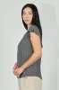 International INC Company Patterned Short Sleeve Cinched Collar Blouse - Black sold by Fairweather