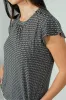 International INC Company Patterned Short Sleeve Cinched Collar Blouse - Black sold by Fairweather