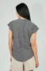 International INC Company Patterned Short Sleeve Cinched Collar Blouse - Black sold by Fairweather