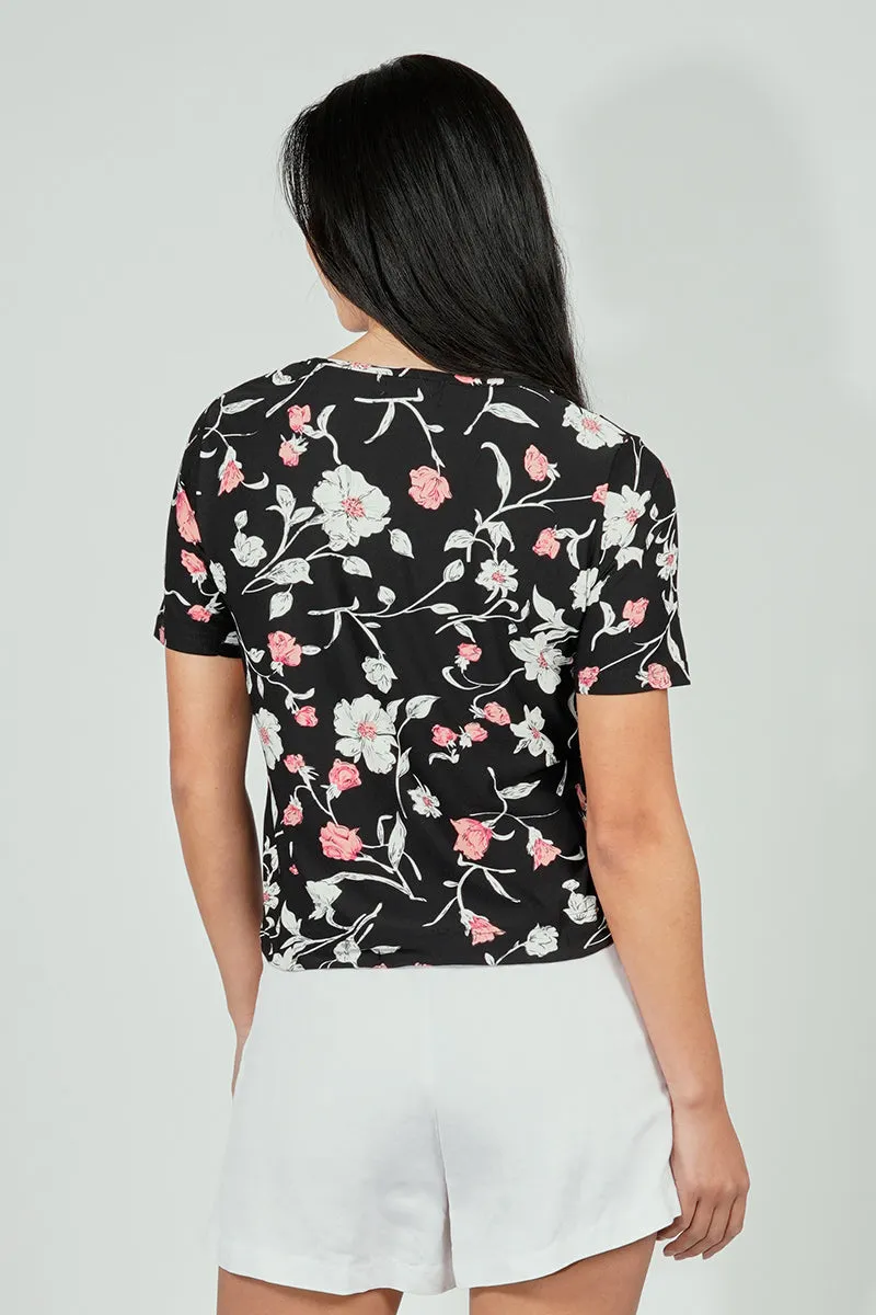 International INC Company Floral Drawstring Detail Tee - Black sold by Fairweather product image thumbnail 3