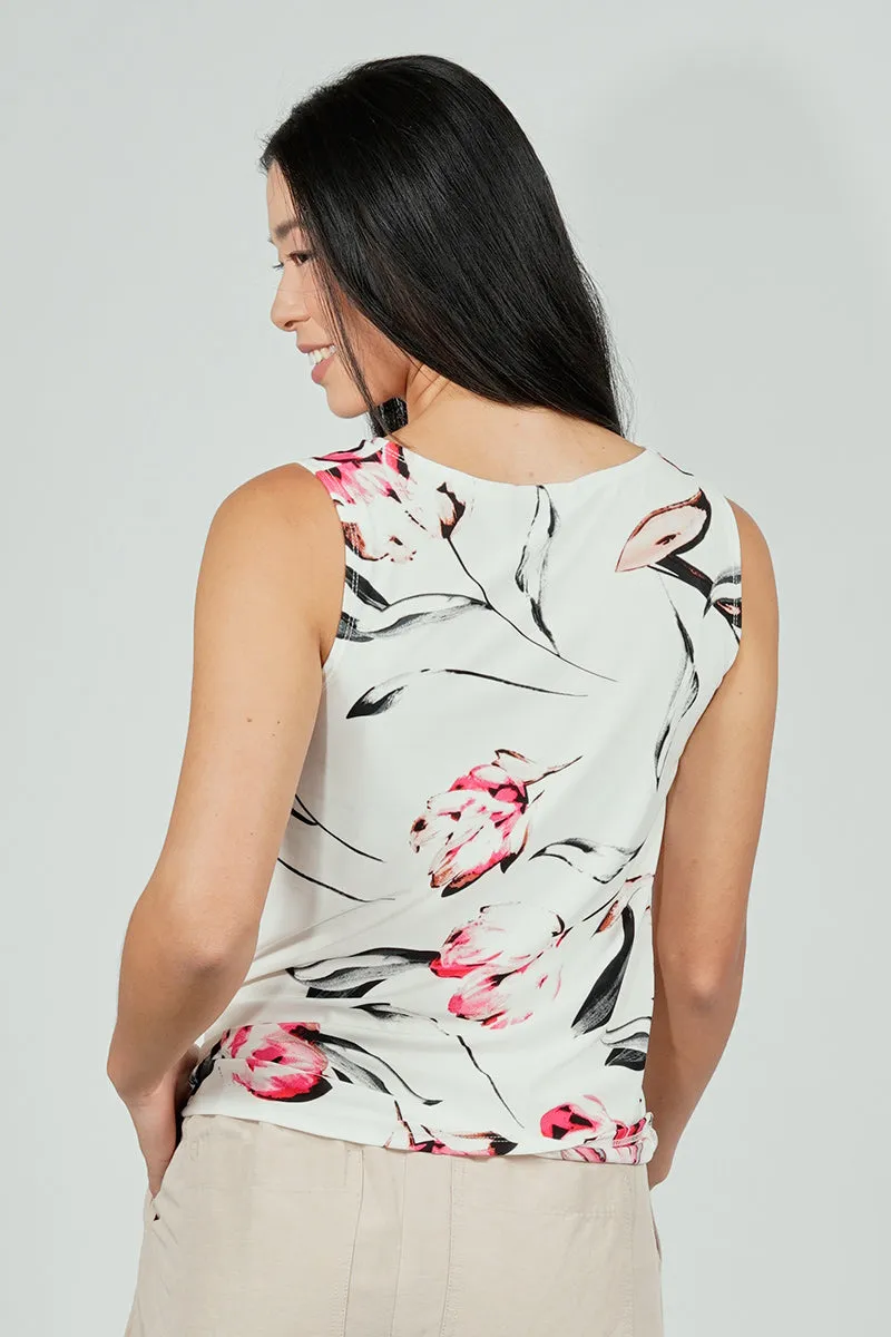 Beechers Brook Floral Cowl Neck Tank Top - White sold by Fairweather product image thumbnail 3