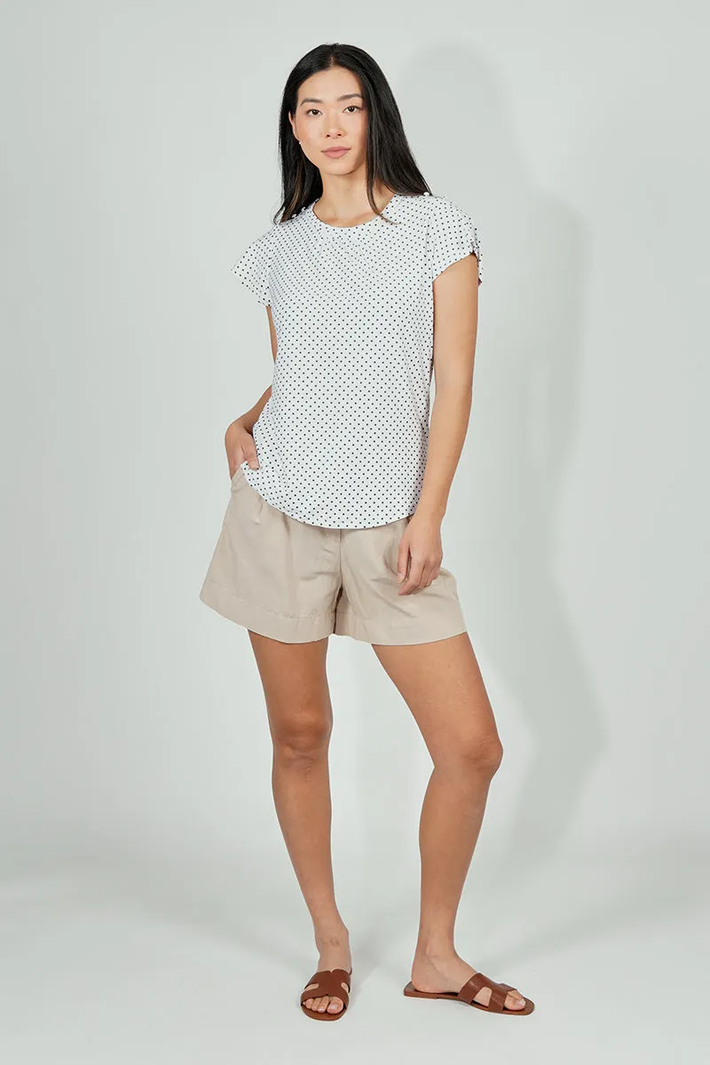 International INC Company Polka Dot Short Sleeve Cinched Collar Blouse - White sold by Fairweather product image thumbnail 5