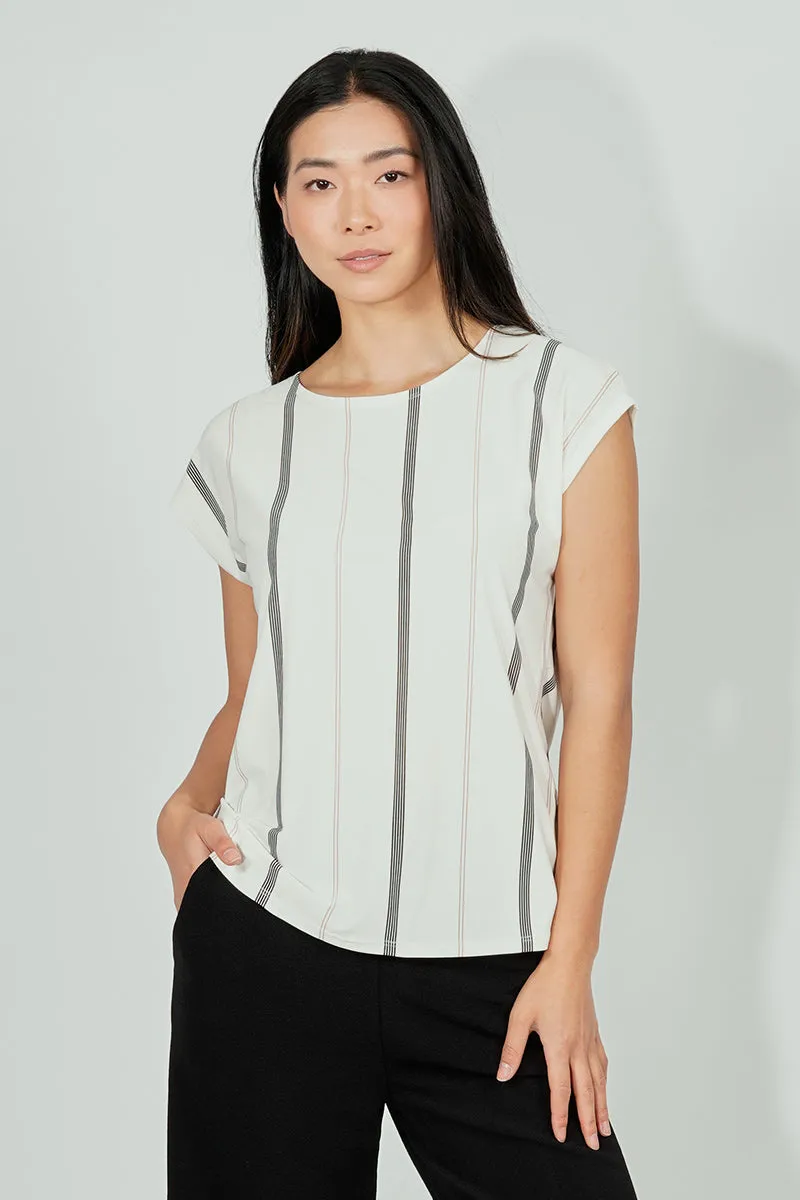 Beechers Brook Striped Circle Neck Tee - White sold by Fairweather