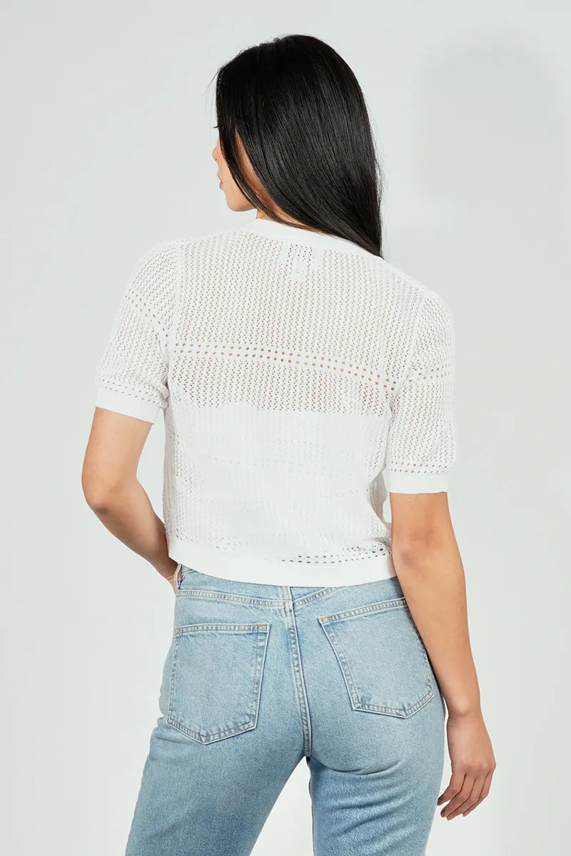 Beechers Brook Open Crochet Shrug Cardigan - White sold by Fairweather product image thumbnail 3