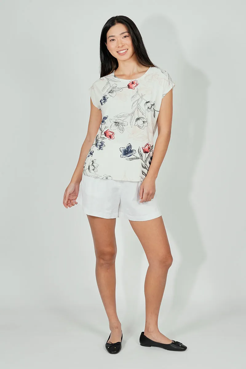 Beechers Brook Floral Circle Neck Tee - Cream sold by Fairweather product image thumbnail 5