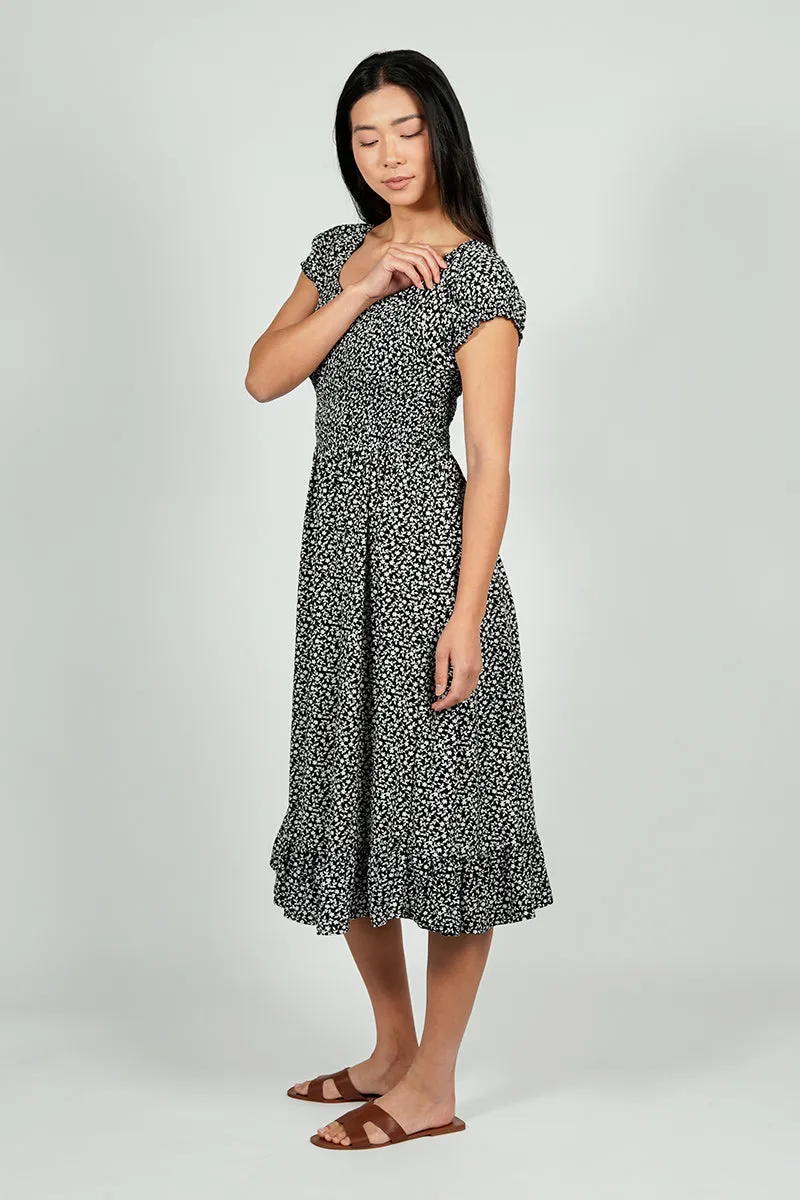 Beechers Brook Floral Short Sleeve Tiered Midi Dress - Black sold by Fairweather product image thumbnail 2