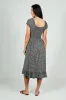 Beechers Brook Floral Short Sleeve Tiered Midi Dress - Black sold by Fairweather