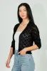 Beechers Brook Diamond Knit 3/4 Sleeve Open Cardigan - Black sold by Fairweather