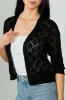 Beechers Brook Diamond Knit 3/4 Sleeve Open Cardigan - Black sold by Fairweather