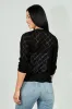Beechers Brook Diamond Knit 3/4 Sleeve Open Cardigan - Black sold by Fairweather