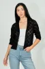 Beechers Brook Diamond Knit 3/4 Sleeve Open Cardigan - Black sold by Fairweather
