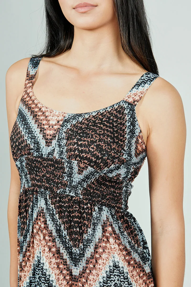 Geometric Print Smocked Waist Midi Dress - Black sold by Fairweather product image thumbnail 4