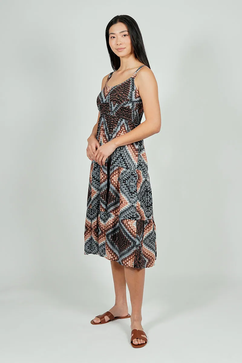 Geometric Print Smocked Waist Midi Dress - Black sold by Fairweather product image thumbnail 2