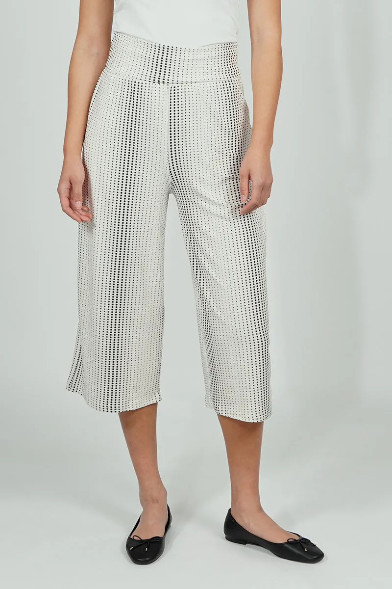Beechers Brook Dotted Pattern Fold Over Cropped Pants - White sold by Fairweather
