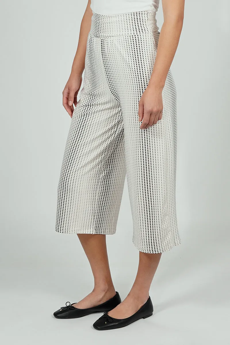 Beechers Brook Dotted Pattern Fold Over Cropped Pants - White sold by Fairweather product image thumbnail 2