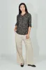 Beechers Brook Floral Button Down Roll Up Sleeve Blouse - Black sold by Fairweather