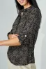 Beechers Brook Floral Button Down Roll Up Sleeve Blouse - Black sold by Fairweather