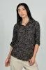 Beechers Brook Floral Button Down Roll Up Sleeve Blouse - Black sold by Fairweather