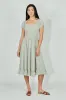 Beechers Brook Floral Short Sleeve Tiered Midi Dress - Olive sold by Fairweather
