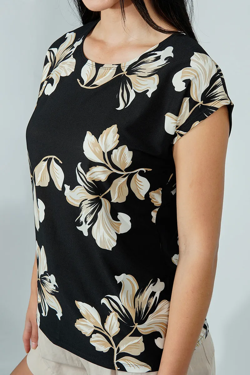Beechers Brook Floral Circle Neck Tee - Black sold by Fairweather product image thumbnail 4