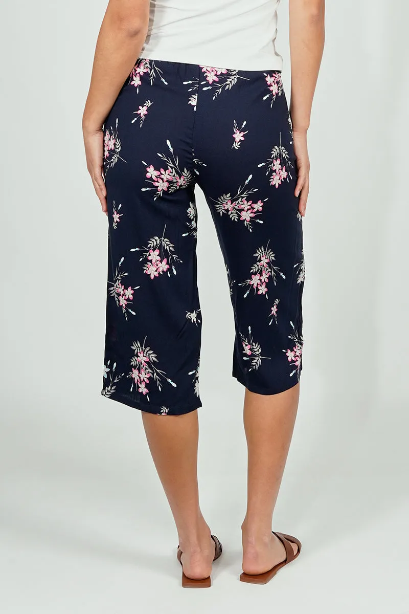 International INC Company Belted Floral Culotte Pants - Navy sold by Fairweather product image thumbnail 3