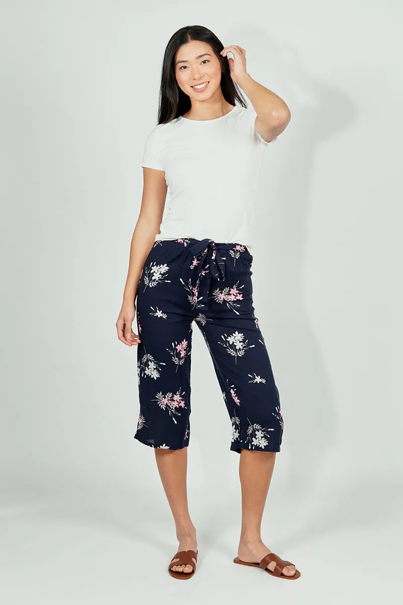International INC Company Belted Floral Culotte Pants - Navy sold by Fairweather product image thumbnail 5