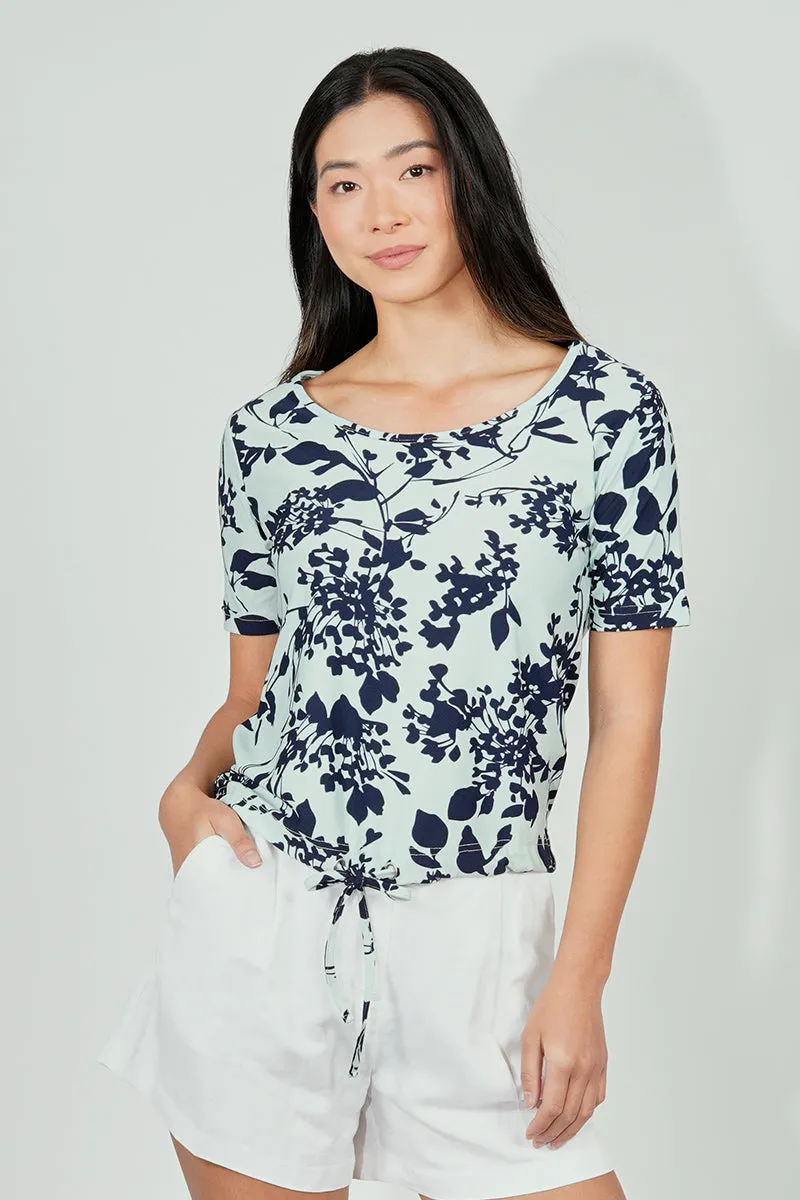 International INC Company Floral Drawstring Detail Tee - Blue sold by Fairweather
